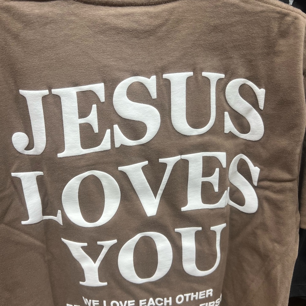 Brown 'Jesus Loves You' T-Shirt